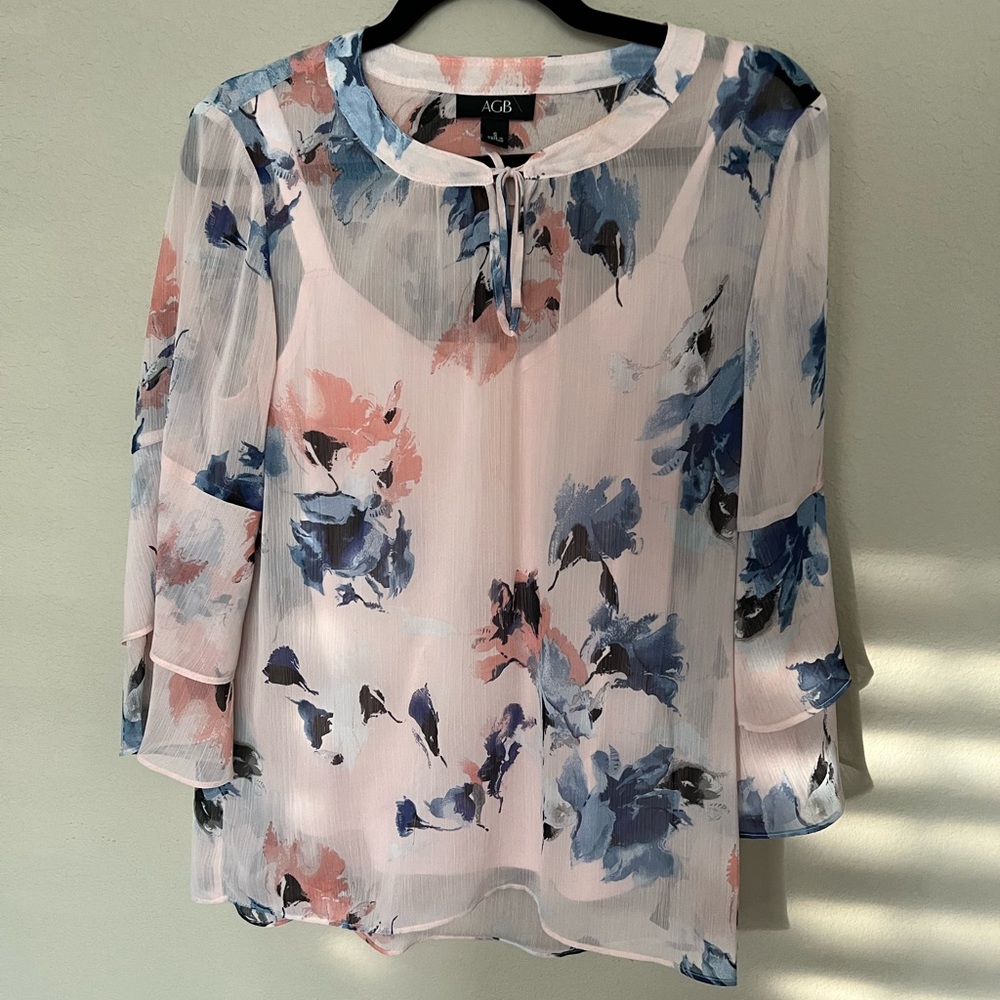 Pink floral blouse with under shirt